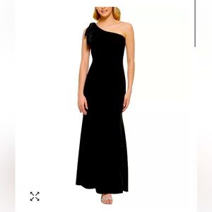 Eliza J Black One Shoulder Bow evening gown NWT size 10